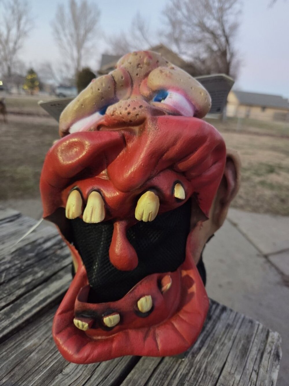 New Vintage Ugly Halloween Mask Pumpkin Time Y2K 2001 Soft PVC